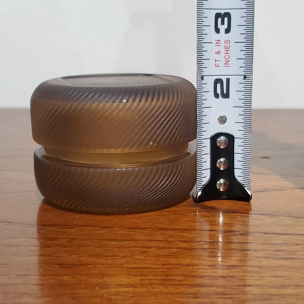 Orange/brown Glass Powder‎ cosmetic Box /Trinket Box w/Lid Vanity